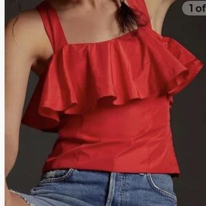 Anthropologie Maeve Red open back‎ dressy tank blouse NEW